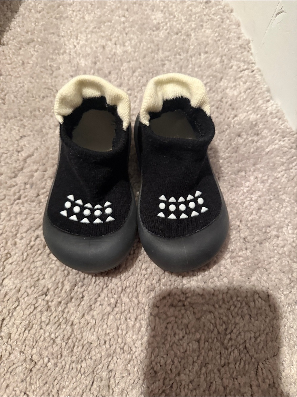 Kids Black Slip-On Sock Shoes with White Trim